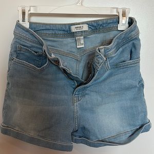 2 Forever21 denim shorts, size 27, like new